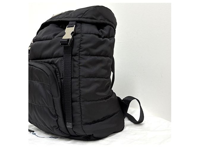 Prada Nylon Triangle Logo Buckle Backpack Black - view 6