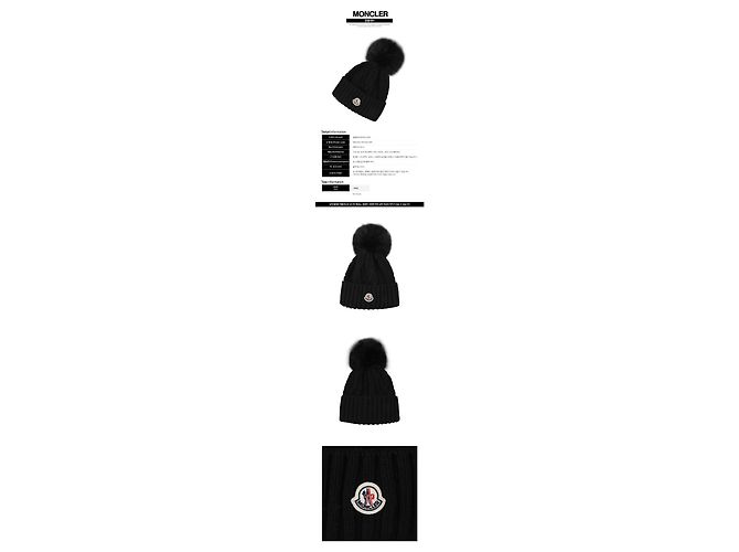 Moncler Berretto in lana e cashmere Logo Pompom Black - Ansicht 2