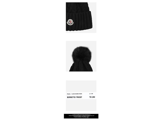 Moncler Berretto in lana e cashmere Logo Pompom Black - Ansicht 3