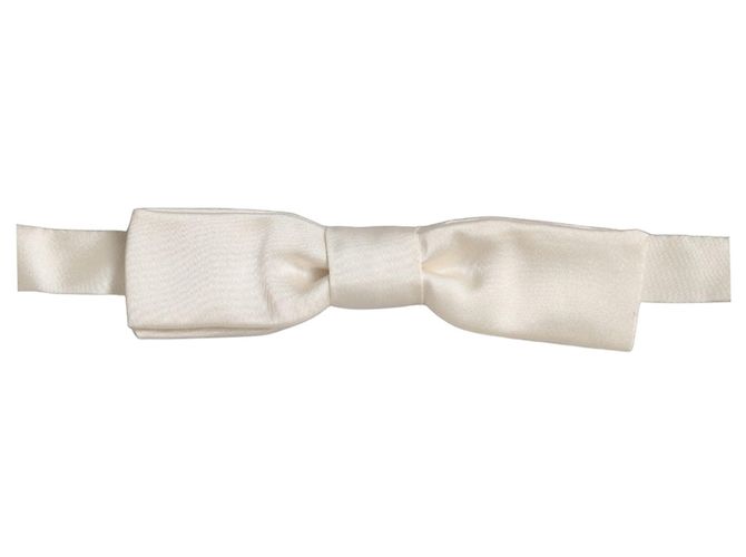 Dolce & Gabbana Men White % Silk Adjustable Neck Papillon Bow Tie - view 3
