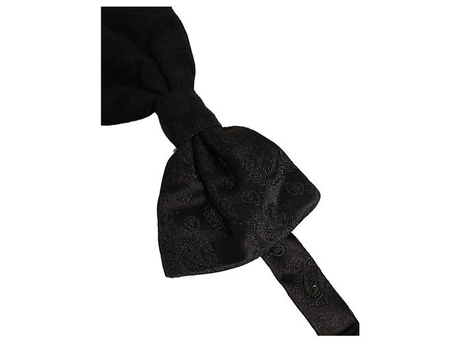 Dolce & Gabbana Papillon regolabile in seta paisley nero da uomo - vista 3