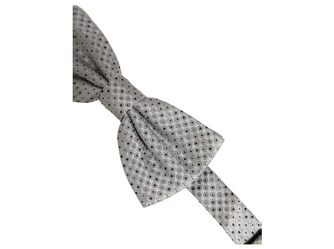 Dolce & Gabbana Papillon regolabile a pois nero e grigio da uomo - vista 3