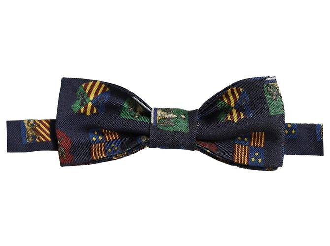 Dolce & Gabbana Papillon regolabile da uomo in seta blu Flags % - vista 3