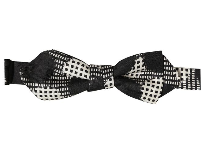 Dolce & Gabbana Papillon regolabile a scacchi grigio scuro e bianco - vista 3