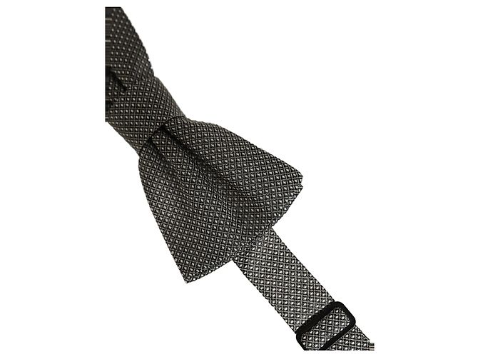 Dolce & Gabbana Men Gray Silk Patterned Adjustable Neck Papillon Bow Tie - view 3
