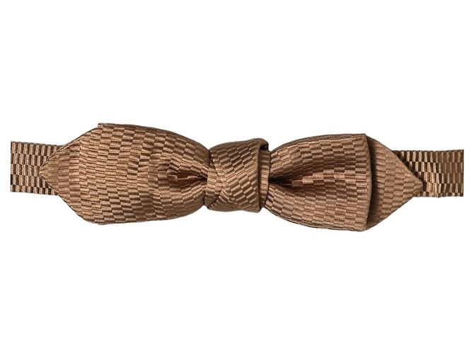Dolce & Gabbana Papillon regolabile in seta marrone e oro da uomo - vista 3