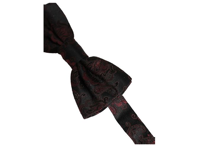 Dolce & Gabbana Papillon regolabile in seta paisley bordeaux - vista 3