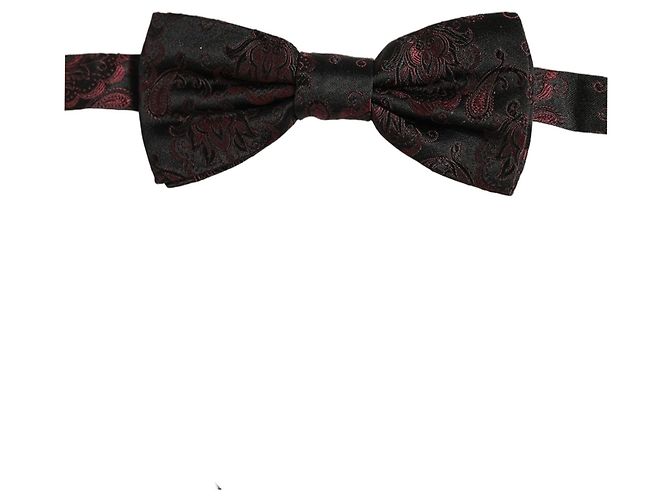 Dolce & Gabbana Papillon regolabile in seta paisley bordeaux - vista 4
