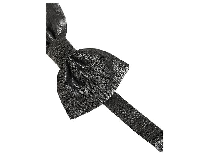 Dolce & Gabbana Papillon regolabile in seta grigio scuro metallizzato da uomo - vista 3
