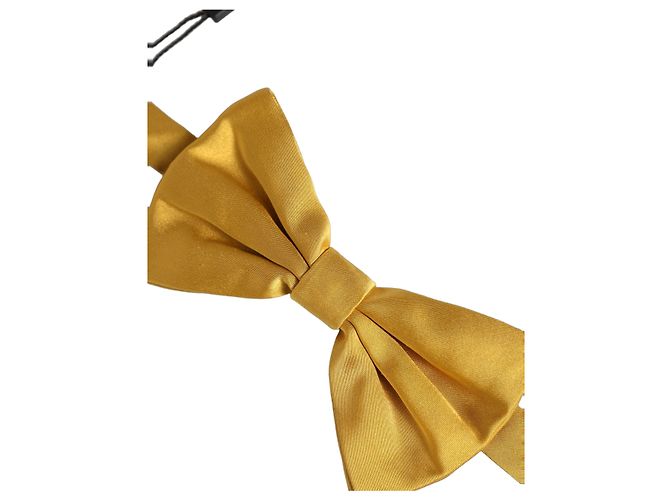 Dolce & Gabbana Men Yellow % Silk Adjustable Neck Papillon Bow Tie - view 3
