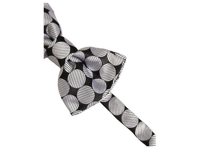 Dolce & Gabbana Papillon regolabile da uomo nero con cerchi argentati - vista 3