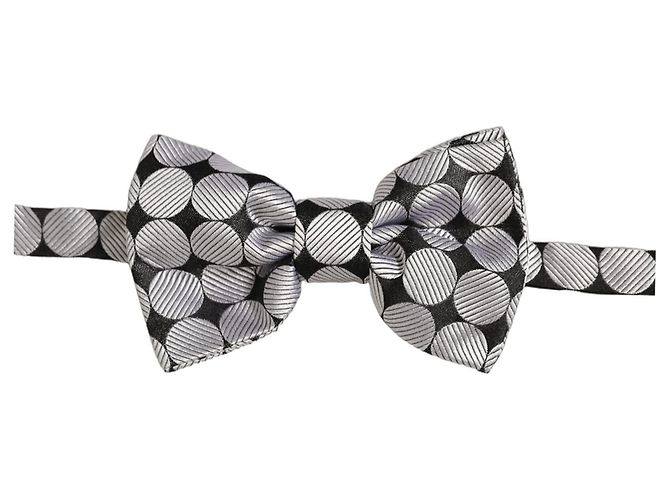 Dolce & Gabbana Papillon regolabile da uomo nero con cerchi argentati - vista 4