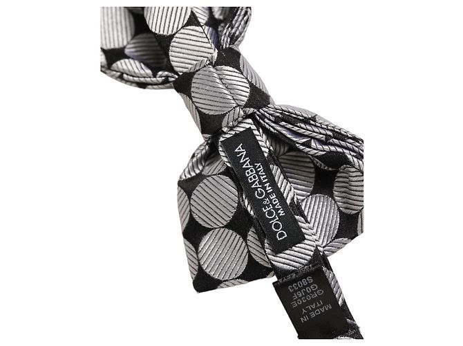 Dolce & Gabbana Papillon regolabile da uomo nero con cerchi argentati - vista 5