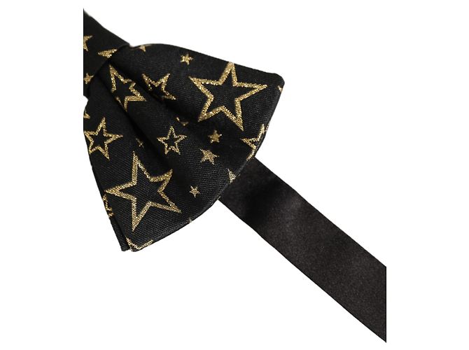 Dolce & Gabbana Papillon regolabile da uomo, nero con stelle, % seta - vista 3