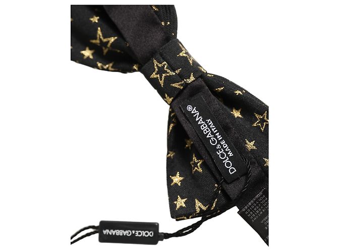 Dolce & Gabbana Papillon regolabile da uomo, nero con stelle, % seta - vista 5