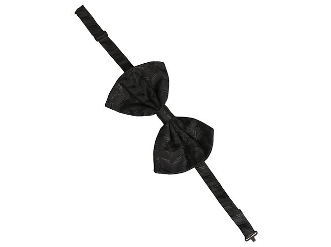 Dolce & Gabbana Men Black Patterned Adjustable Neck Papillon Bow Tie - view 2