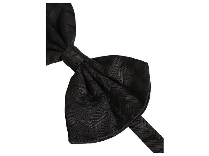 Dolce & Gabbana Men Black Patterned Adjustable Neck Papillon Bow Tie - view 3