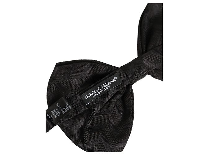 Dolce & Gabbana Men Black Patterned Adjustable Neck Papillon Bow Tie - view 5