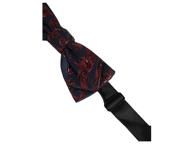 Dolce & Gabbana Papillon regolabile da uomo, motivo Paisley blu e rosso - vista 3