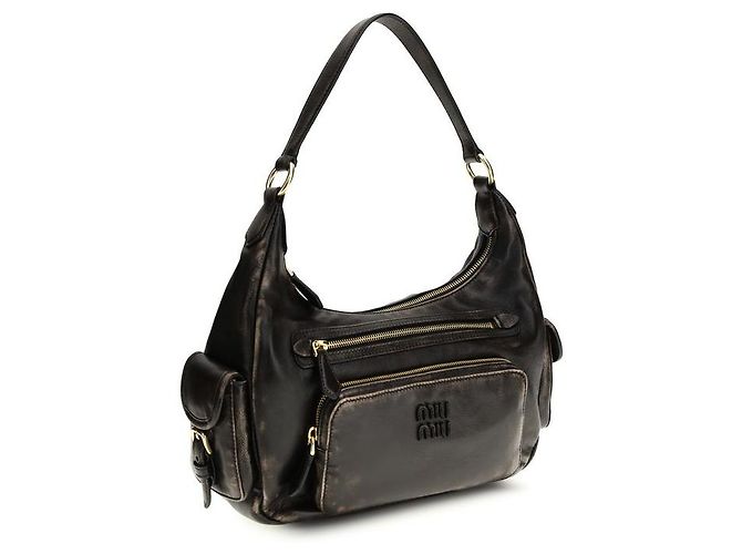Miu Miu Borsa a tracolla Bos Taurus in pelle di vitello marrone - vista 2