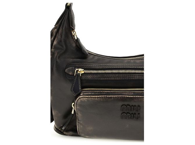 Miu Miu Borsa a tracolla Bos Taurus in pelle di vitello marrone - vista 4