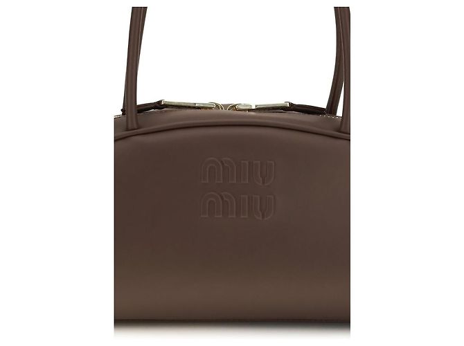 Miu Miu Borsa a tracolla Bos Taurus in pelle di vitello marrone - vista 4