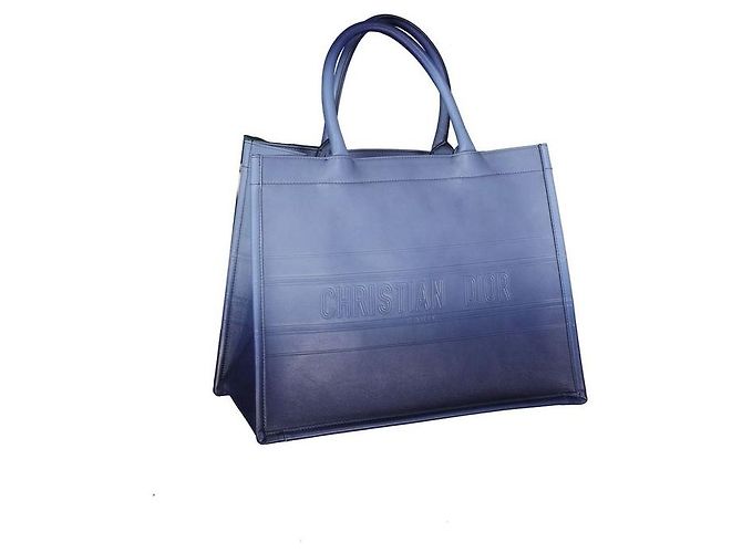 Dior Borsa Tote in pelle di vitello blu - vista 2