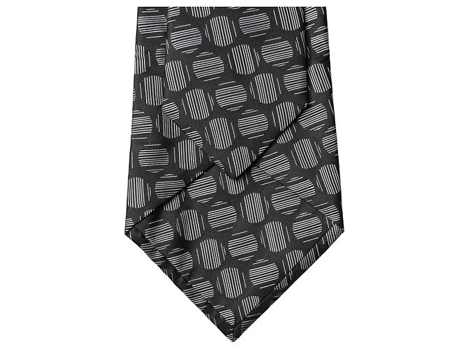 Dolce & Gabbana Cravatta regolabile da donna in seta geometrica grigio scuro e bianco - vista 2