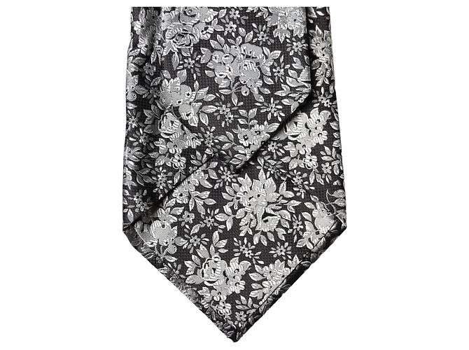Dolce & Gabbana Cravatta regolabile da donna in seta floreale grigio scuro e argento - vista 2