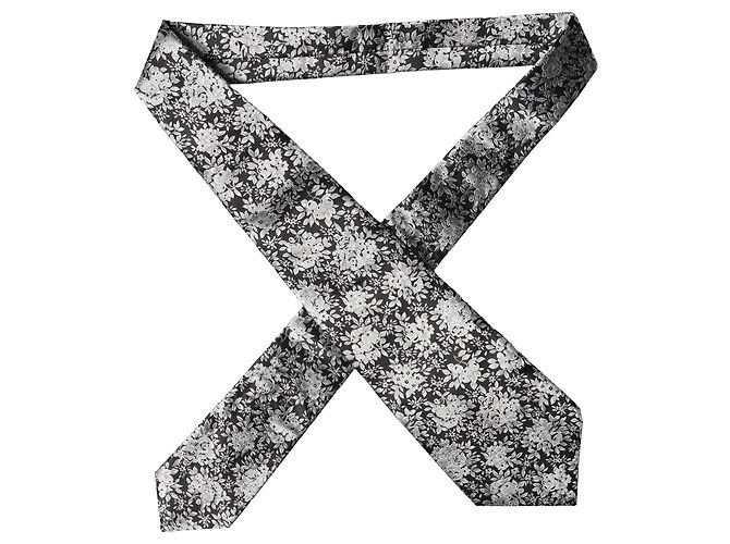 Dolce & Gabbana Cravatta regolabile da donna in seta floreale grigio scuro e argento - vista 4