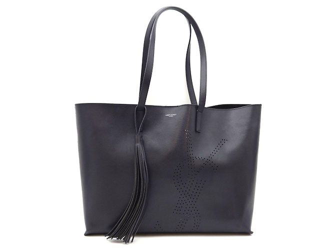 Autre Marque Borsa Shopper in Pelle Blu Navy - vista 4