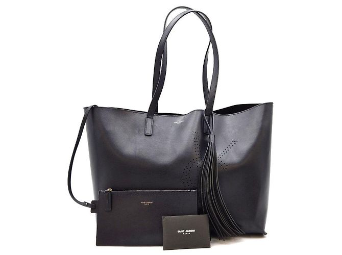 Autre Marque Borsa Shopper in Pelle Blu Navy - vista 5