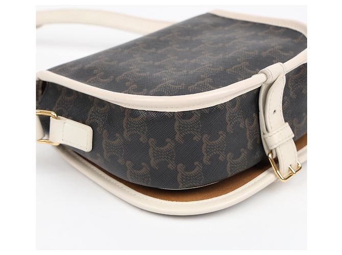 Céline Borsa a tracolla Medium White Triope Canvas - vista 10