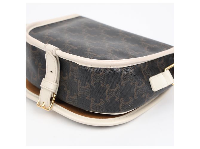 Céline Borsa a tracolla Medium White Triope Canvas - vista 11