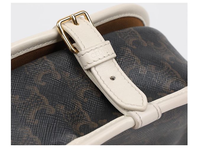 Céline Borsa a tracolla Medium White Triope Canvas - vista 12