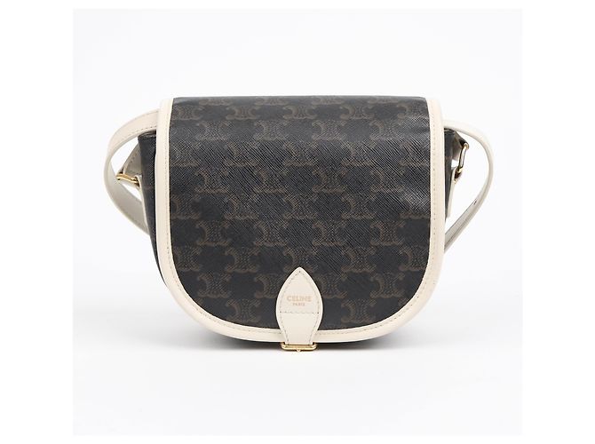 Céline Borsa a tracolla Medium White Triope Canvas - vista 2