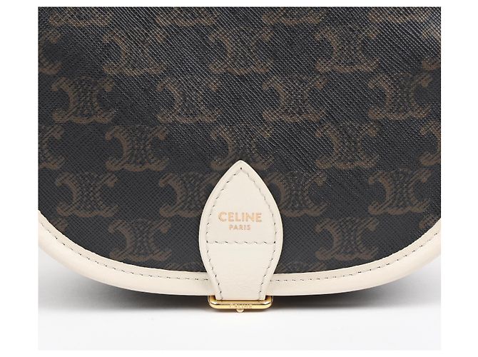 Céline Borsa a tracolla Medium White Triope Canvas - vista 3