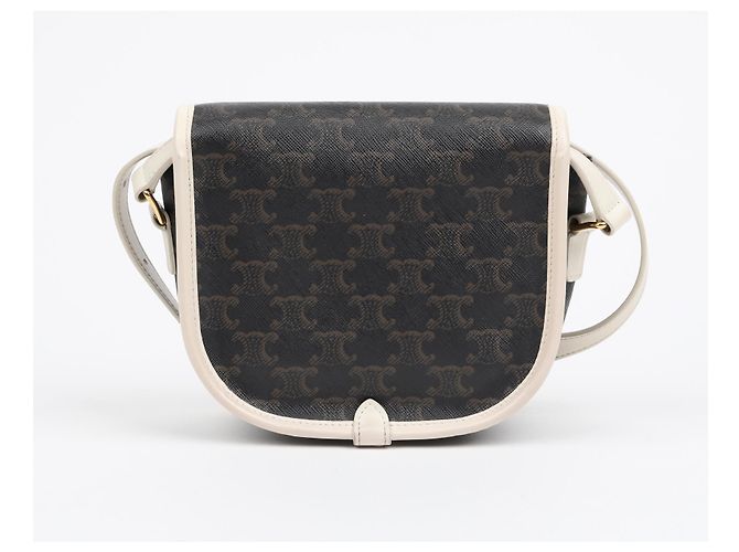 Céline Borsa a tracolla Medium White Triope Canvas - vista 4