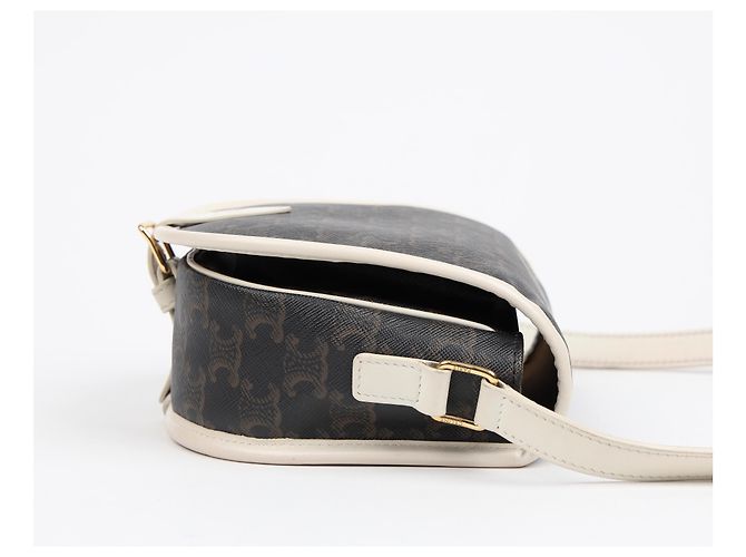 Céline Borsa a tracolla Medium White Triope Canvas - vista 5