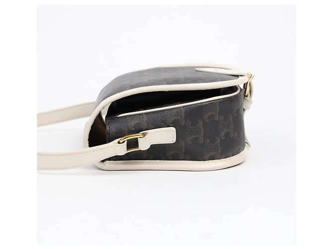 Céline Borsa a tracolla Medium White Triope Canvas - vista 6