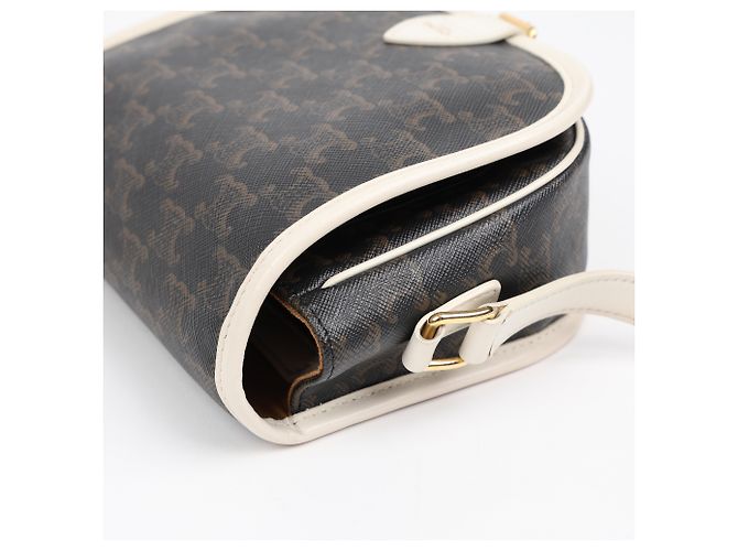 Céline Borsa a tracolla Medium White Triope Canvas - vista 8