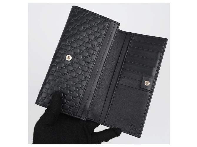 Gucci Portafoglio lungo con patta Microsima Nero - vista 9