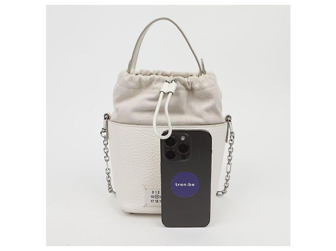 Maison Martin Margiela Picca borsa a secchiello bianca - vista 13