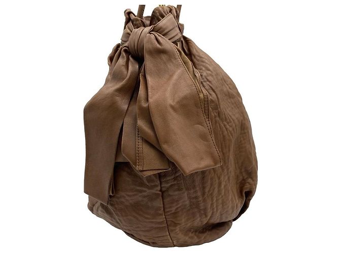 Prada Borsa Tote e Borsa a Tracolla in Pelle Nappa con Nastro, Marrone - vista 14