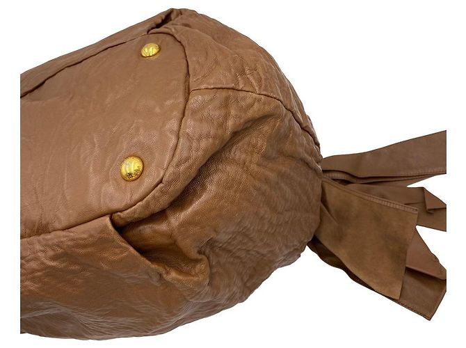 Prada Borsa Tote e Borsa a Tracolla in Pelle Nappa con Nastro, Marrone - vista 15