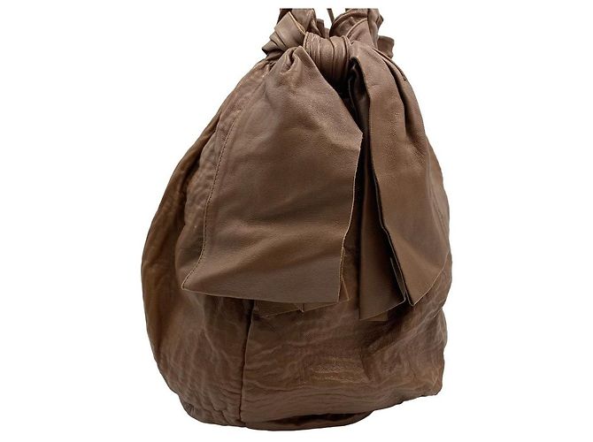 Prada Borsa Tote e Borsa a Tracolla in Pelle Nappa con Nastro, Marrone - vista 3