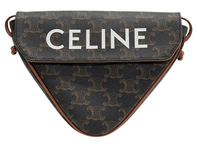 Céline Pequena mala tiracolo triangular em tela com estampado Triomphe - vista 2