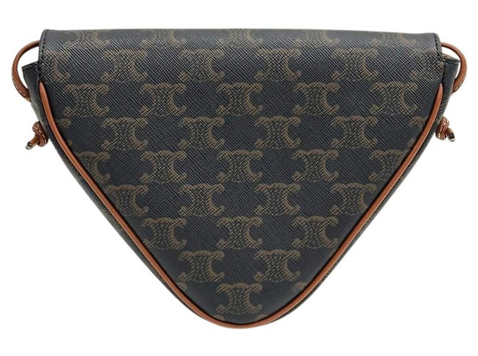 Céline Pequena mala tiracolo triangular em tela com estampado Triomphe - vista 9