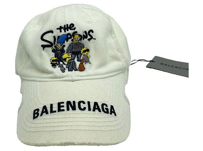 Balenciaga Bestickte Baseball-Kappe Simpson Collaboration White - Ansicht 9