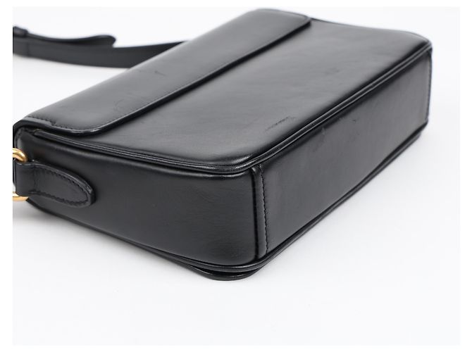 Prada Bolsa Tiracolo Flap Vitello Medium Preta Dourada - vista 10